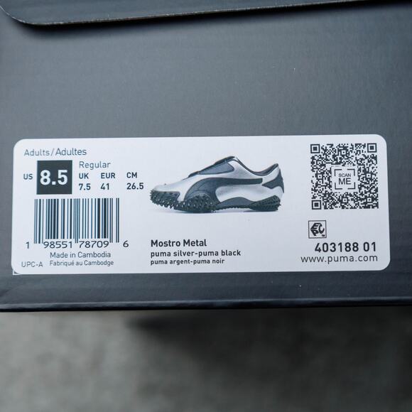Puma Mostro Metal Silver Black Leather Sneakers Womens Size 10 Mens 8.5 - Picture 7 of 16